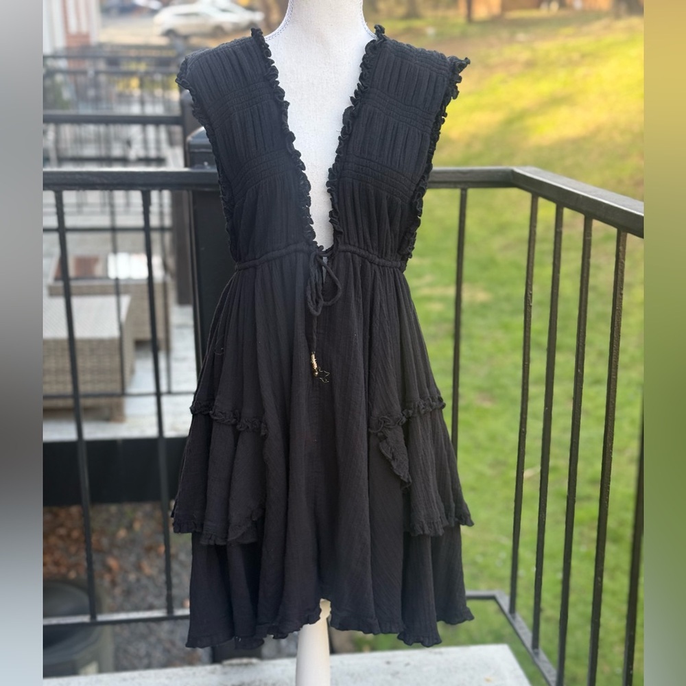 Free People Antoinette Mini Endless Summer Sleeveless Ruffle Dress Tiered Size L - Picture 6 of 10